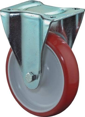 BS ROLLEN Bockrolle D.200mm Trgf.300kg Polyurethan,rot Platte L135xB110mm BS ROLLEN