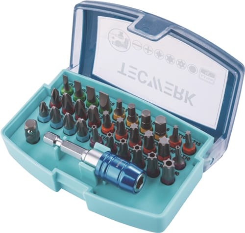 TECWERK Bitsortiment Torsión 32-tlg.Schlitz/PH/PZD/TX/TX-BO/6Kt.Torsionsbits TECWERK