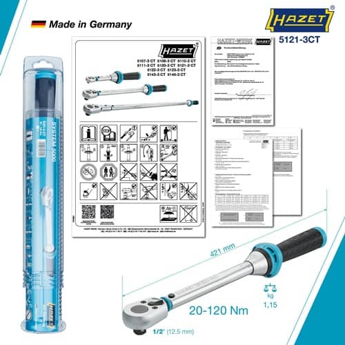 HAZET Drehmomentschlüssel 5121-3 CT 1/2 Zoll 20-120 Nm HAZET