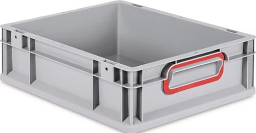 ALLIT Transportstapelbehälter L400xB300xH120mm grau PP geschlossener Griff rot