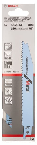 BOSCH Säbelsägeblatt S 123 XF Progressor for Metal, 5er-Pack