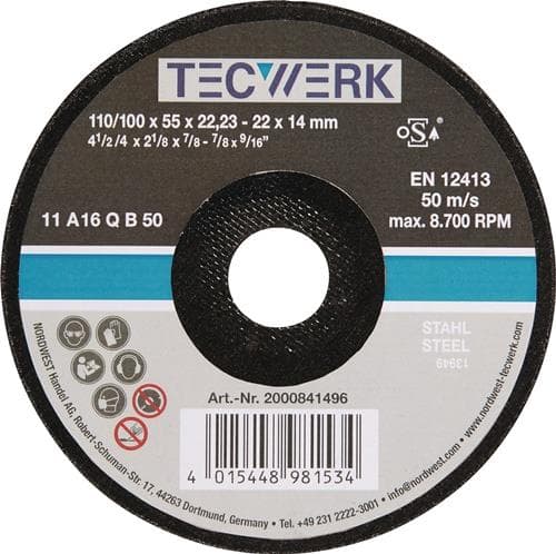 TECWERK Schleiftopf A16Q 110/100mm STA u.Stahlguss 16 Bohr.22,23mm TECWERK