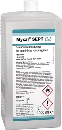 MYXAL Handdesinfektionsgel MYXAL® SEPT GEL 1l parfüm-/farbstofffrei Hartflasche MYXAL