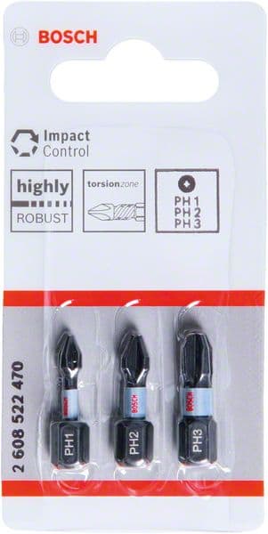 BOSCH Impact Control PH Insert Bits, 3 Stk.