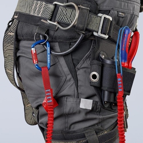 KNIPEX Materialkarabiner L.81mm m.Schraubverschluss blau besch.KNIPEX