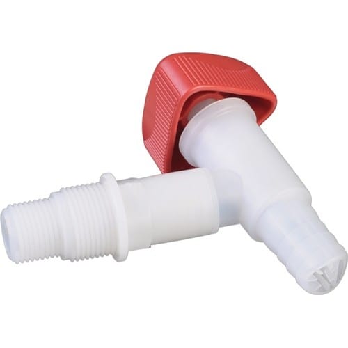 HÜNERSDORFF Auslaufhahn HDPE/LDPE R 1/2+R 3/4 Zoll HÜNERSDORFF