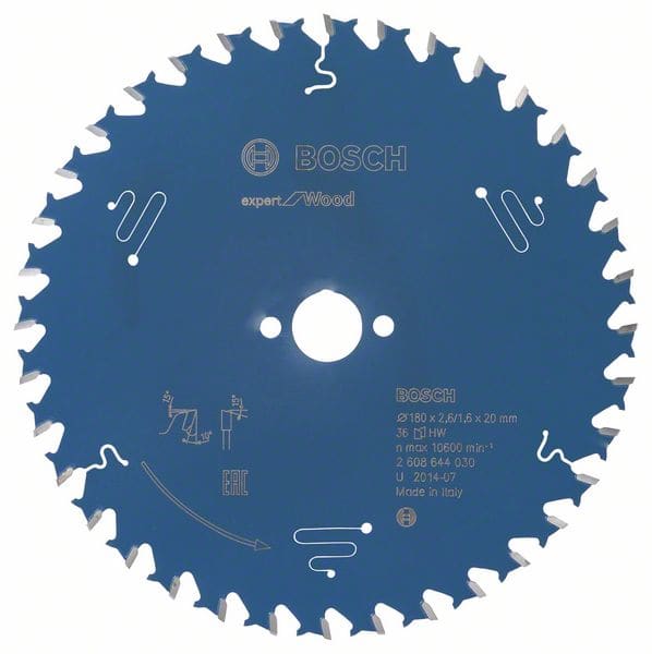 BOSCH Kreissägeblatt Expert for Wood, 180 x 20 x 2,6 mm, 36