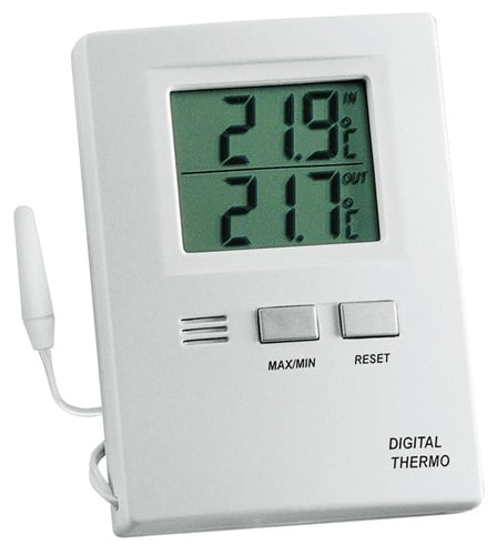 TFA Thermometer Messber.auß.-50 b.70GradC/ in.-10 b.60GradC H85xB60xT15mm Ku.TFA