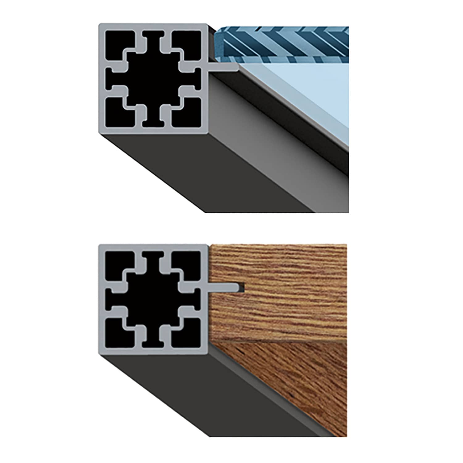 HETTICH Cadro Glasbodenprofil / Seiten- / Bodenprofil mit Nut, 3000 mm, schwarz matt, 9298794