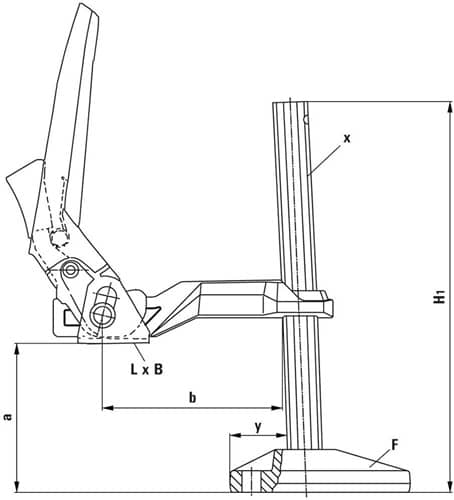 BESSEY Maschinentischspanner Spann-H.200mm A.120mm Schienenquerschnitt 28x11mm BESSEY