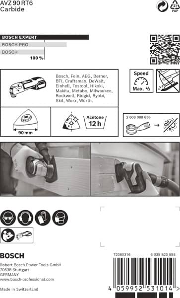 BOSCH EXPERT Sanding Plate AVZ 90 RT6 Blatt für Multifunktionswerkzeuge, 90 mm. Für oszillierende Multifunktionswerkzeuge