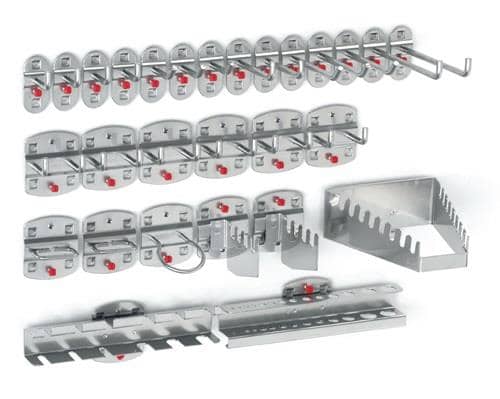 RASTERPLAN Werkzg.h.28-tlg.14 Haken/6 Doppelhaken/8 div.Hal.RASTERPLAN