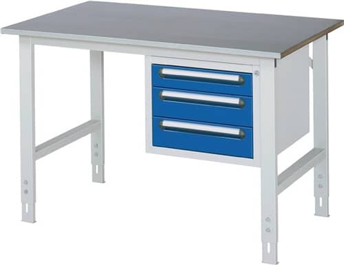 RAU Arbeitstisch B1000xT800xH760-1080mm Arbeitsplatte Stahlblech Gestell lichtgrau