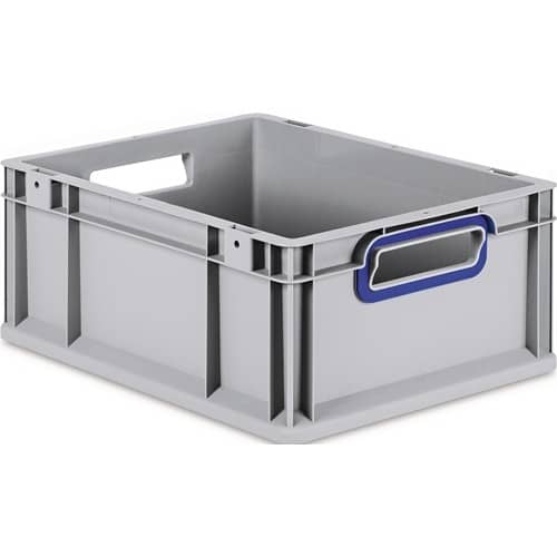 ALLIT Transportstapelbehälter L400xB300xH170mm grau PP offener Griff blau