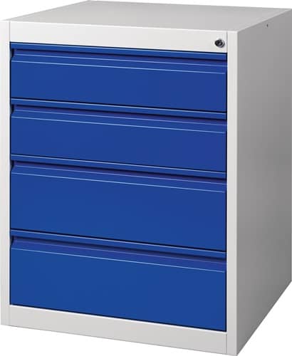Nordwest Schubladenschrank BK 600 H800xB600xT600mm grau/blau 4 Schubl.Einfachauszug