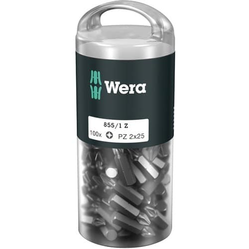 WERA Bitgroßpackung 855/1 Z 1/4 Zoll PZD 2 L.25mm DIN ISO 1173,Form C 6,3 100St./Box