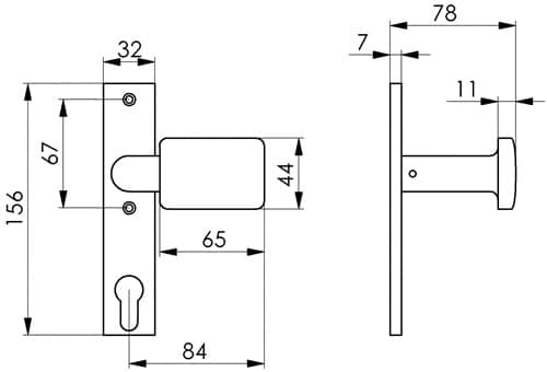 AMF Türknopf-Kurzschild 486Z fest LM F1/silberf.4-KT.8mm AMF