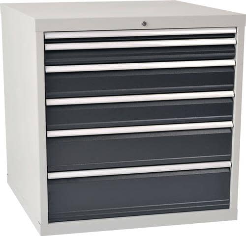 BEDRUNKA+HIRTH Schubladenschrank H1019xB1005xT736mm lichtgrau/grau 6 Schubl.Voll.Bedrunka