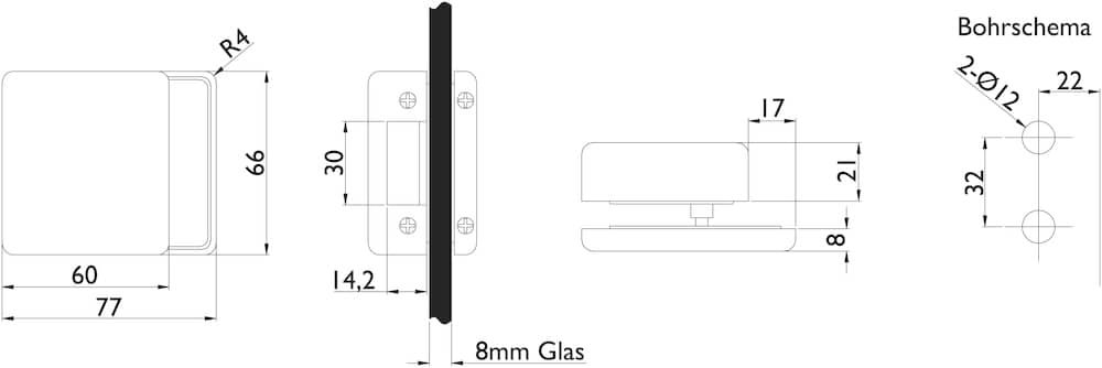 HERMAT Ganzglas Gegenkasten GENOVA 6084.GKS, Edelstahl