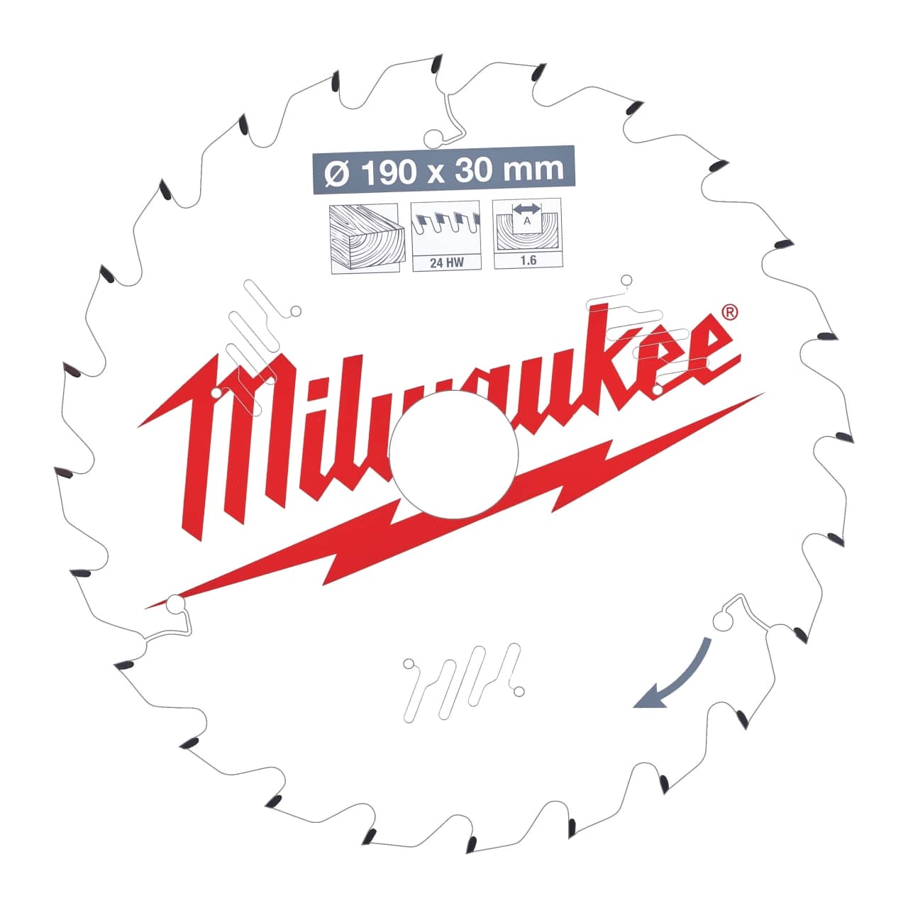 MILWAUKEE 190/30 mm Z24 Wechselzahn Kreissägeblatt Holz für Handkreissägen