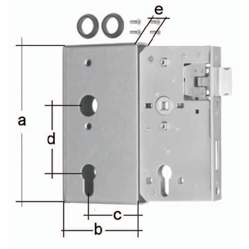 GAH Schlosskasten DIN L/R Maß A172xB94xC60mm Maß E 40mm Dornm.60mm GAH