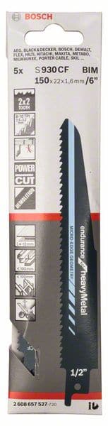 BOSCH Säbelsägeblatt S 930 CF, Endurance for Heavy Metal, 5er-Pack