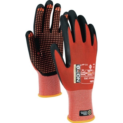 OX-ON Handschuh Flexible Advanced 1901 Gr.9 schwarz/rot EN388 EN420+A1 PSA II OX-ON