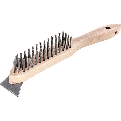 LESSMANN Drahtbürste m.Schaber L.290mm 0,35mm Stahldraht glatt 4-reihig LESSMANN