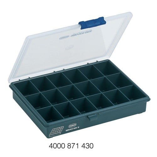 RAACO Sortimentskasten B240xT195xH43mm 18 Fächer transp.dunkelblau RAACO