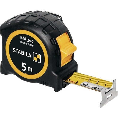 STABILA Taschenrollbandmaß BM 300 L.5m B.27mm mm/mm EG II PC-ABS/TPE EASY-CLIP STABILA