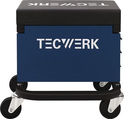 TECWERK Werkstattrollsitz m.Rl.u.Ablage Kunstlederpolster blau/schwarz TECWERK