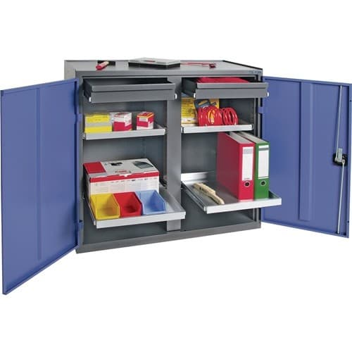 TECWERK Werkzeug-/Beistellschrank H1000xB1000xT500mm 2Schubl.,4Bd.anthrazit/blau TECWERK