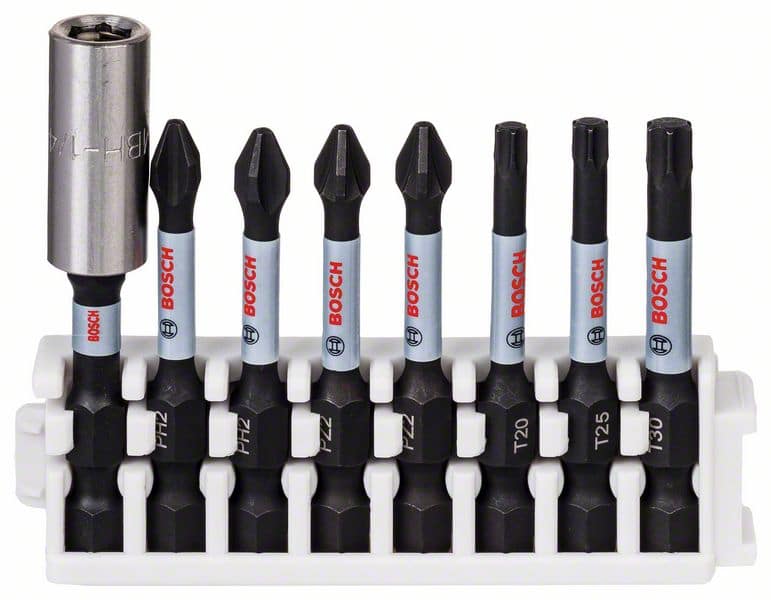 BOSCH Schrauberbit-Set Impact Control, 8-teilig, PH1, 3x PH2, PH3, 2 x PZ2, PZ3, 50 mm