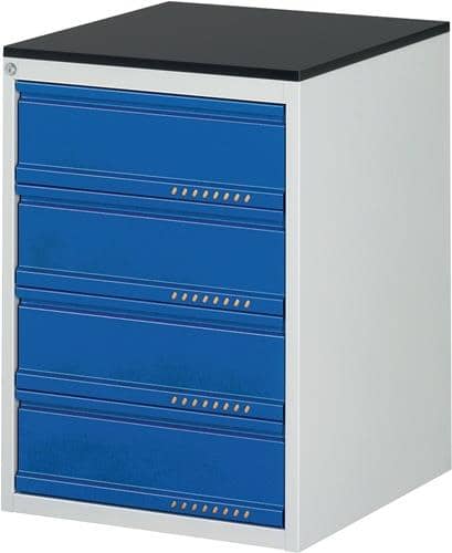 TECWERK Schubladenschrank BK 650 H820xB580xT650mm grau/blau 4 Schubl.Einfach.TECWERK