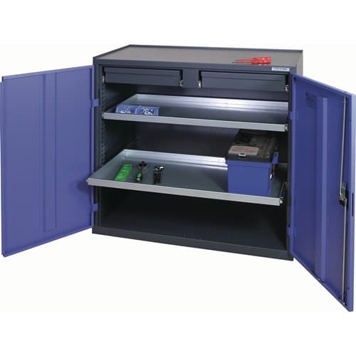 TECWERK Werkzeug-/Beistellschrank H1000xB1000xT500mm 2Schubl.,2Bd.anthrazit/blau TECWERK