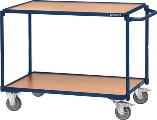 TECWERK Tischwagen 2 Ladeflächen L850xB500mm saphirblau Trgf.300kg Bügel waager.TECWERK