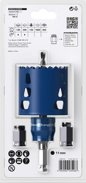 BOSCH EXPERT Tough Material Lochsäge-Starter-Set, 68 x 60 mm. Für Dreh- und Schlagbohrer