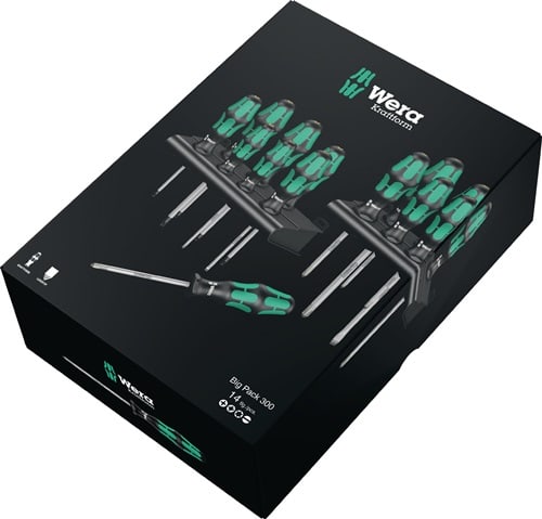 WERA Schraubendrehersatz Kraftform Big Pk.300 14-tlg.Schlitz/PH/PZD/TX 2K-Griff