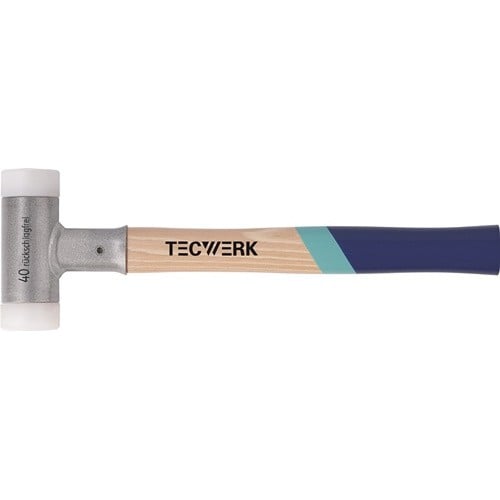 TECWERK Schonhammer L.385mm Kopf-D.50mm Hickory rückschlagfrei hart Nyl.weiß TECWERK
