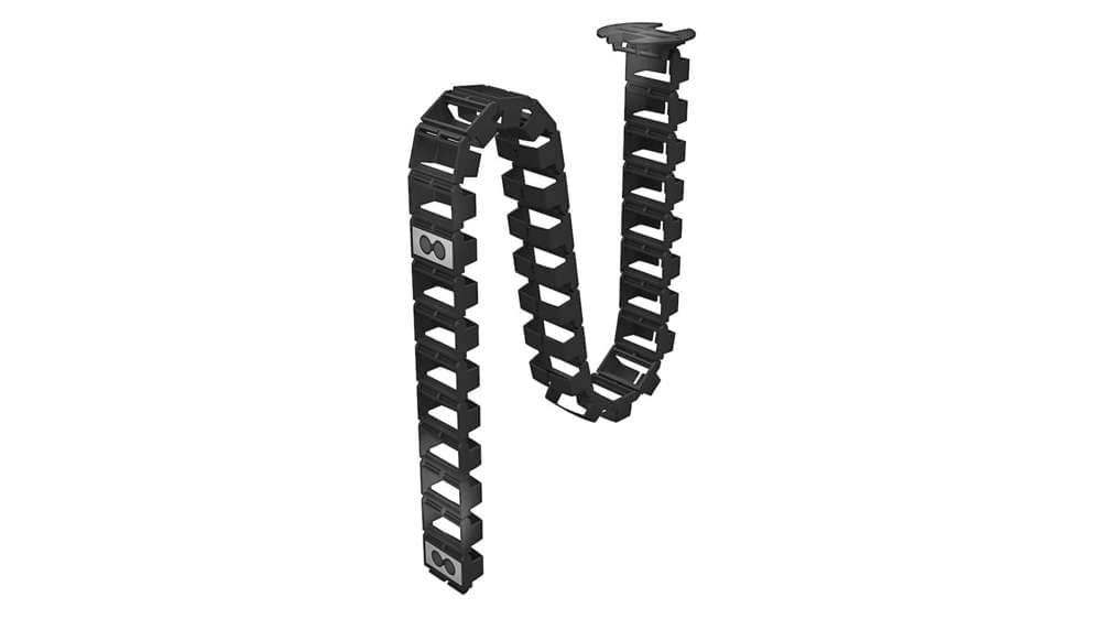 Veyhl Kabelkette 1300mm, schwarz, Anbindung an Kabelwanne u. Tischplatte inkl. 2x Magnethalter, Blech-/Holzschrauben