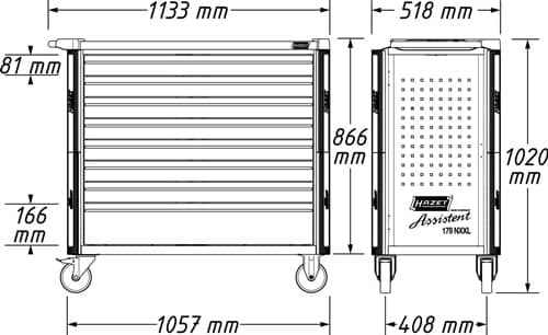 HAZET Wkz.wagen 179NXXL-7/340 B959xT518xH1020mm 600kg 7 Schubl.340-tlg.Stahlbl.HAZET