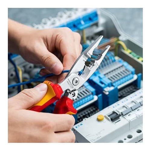 KNIPEX Elektroinstallationszange L.200mm VDE verchr.Mehrkomp.-Hüllen m.Öffnungsf.KNIPEX