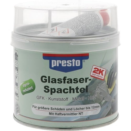 PRESTO 2K-Glasfaserspachtel grau-grün,Härter rot 1000g Dose PRESTO