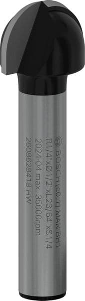 BOSCH Hohlkehlfräser 1/4", R1 6,3 mm, D 12,7 mm, L 9,2 mm, G 40 mm
