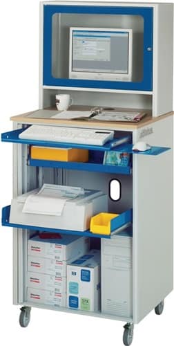 RAU Computer-Station H1810xB720xT660mm mobil lichtgrau/enzianblau