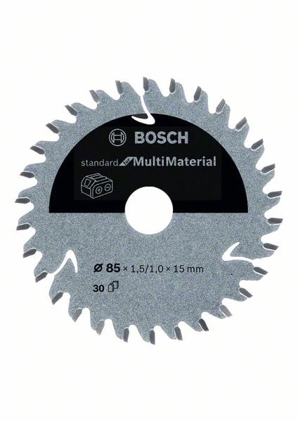 BOSCH Akku-Kreissägeblatt Standard for Multimaterial, 85 x 1,5/1 x 15, 30 Zähne
