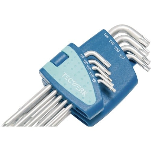 Winkelschraubendrehersatz 9-tlg.T9-T45 m.Kugelk.Ku.-Halter TECWERK