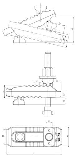 AMF Spannpratze Nr.6312VT Krokodil f.T-Nut 14mm Spann-H.0-55mm M12x14x125mm AMF