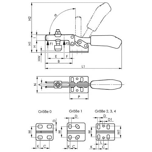 AMF Waagrechtspanner Nr.6830NI Gr.1 waagrechter Fuß AMF