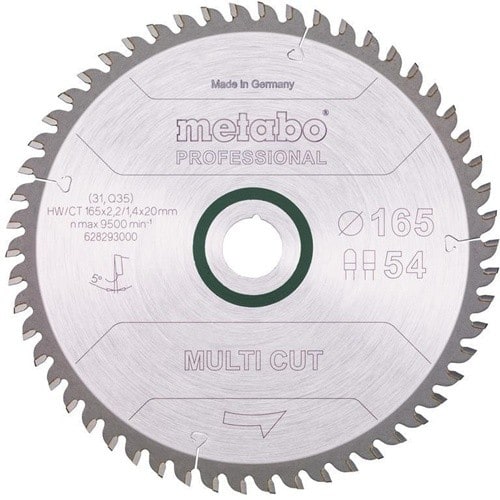 METABO Kreissägeblatt multi cut professional D165x2,2/1,4xB20mm Z.54 FZ/TZ 5Grad neg